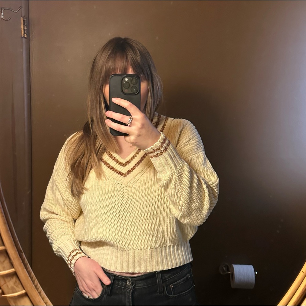 V Neck Cotton Sweater